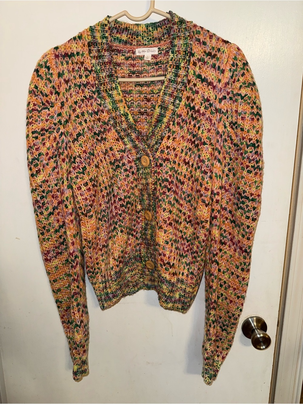 Multicolor Knit Button-Front V-Neck Cardigan Sweater. Never Worn!